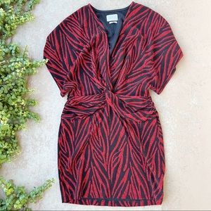 Saylor Soumin Metallic Zebra Jacquard Glitter Mini Dress, Size Small